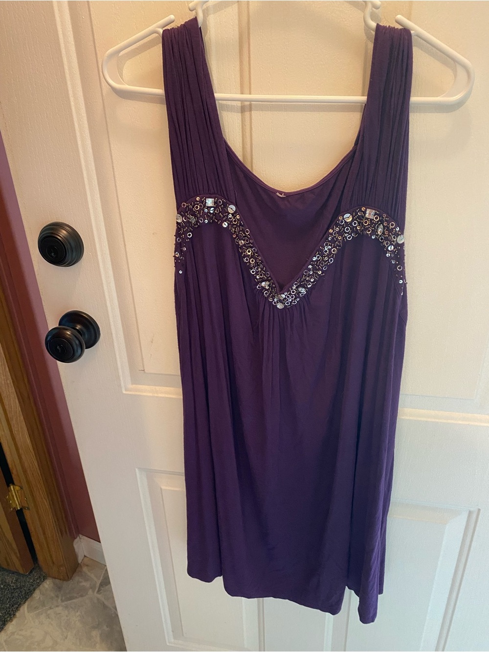 Purple Embellished Women's Sleeveless Dress